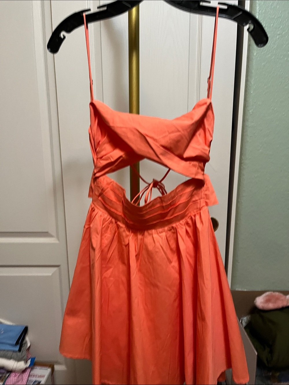 NWT Sage + Paige Coral Cutout Tie-Back Mini Dress Sz XS